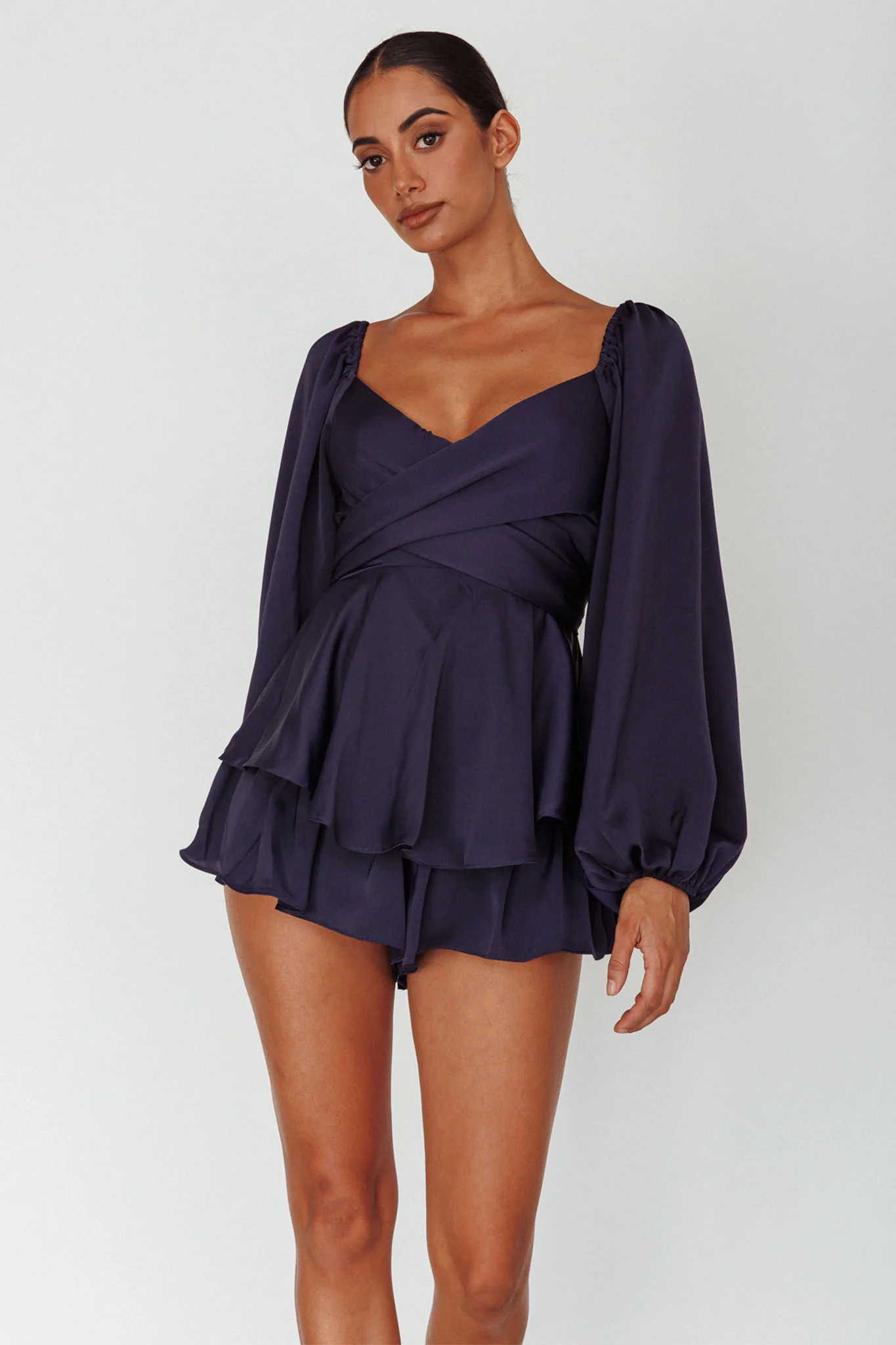 16980-it-s-complicated-long-sleeve-flounce-romper-navy-5.webp It's Complicated Long Sleeve Flounce Romper Navy