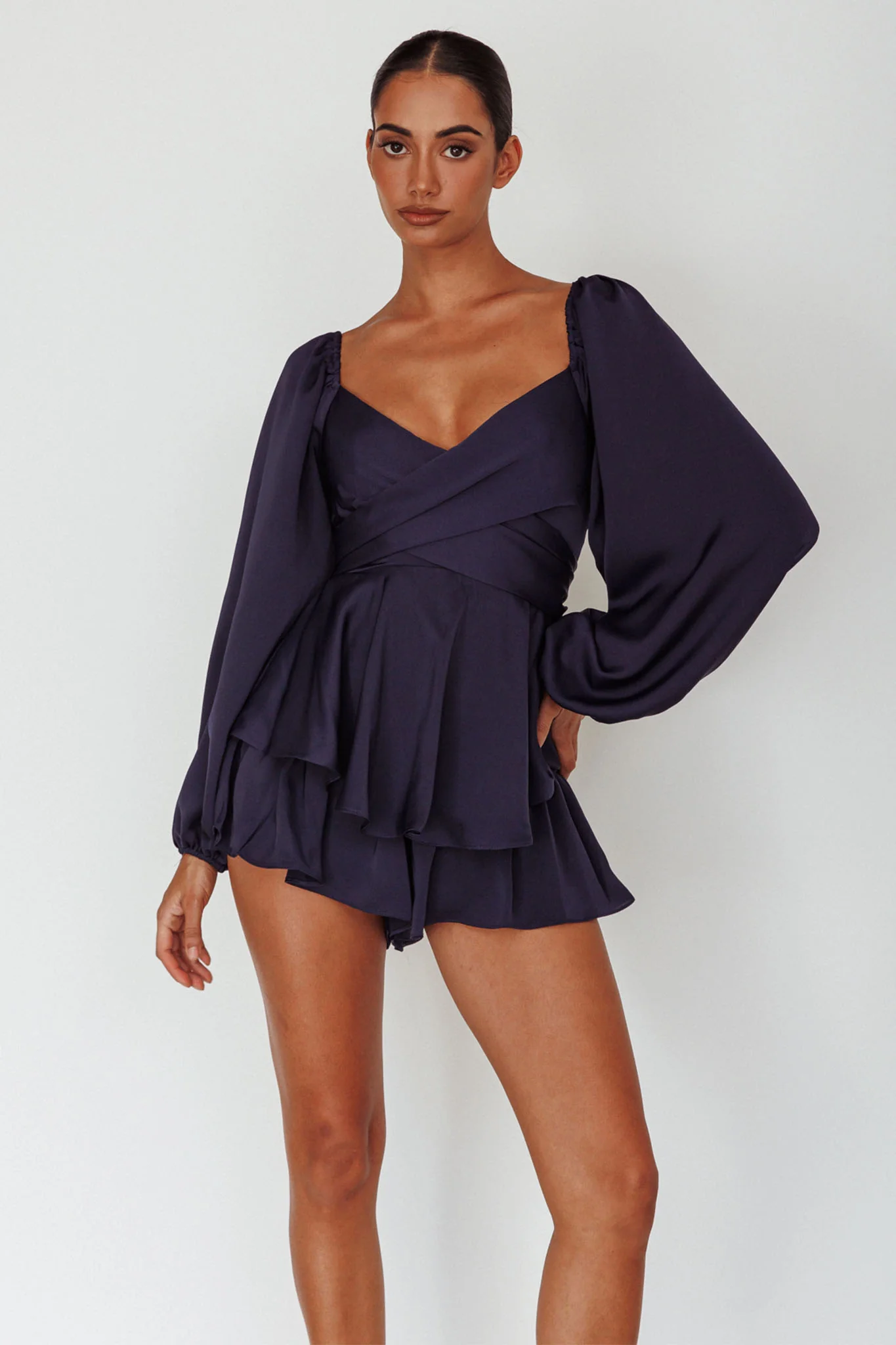 16980-it-s-complicated-long-sleeve-flounce-romper-navy-6.webp It's Complicated Long Sleeve Flounce Romper Navy