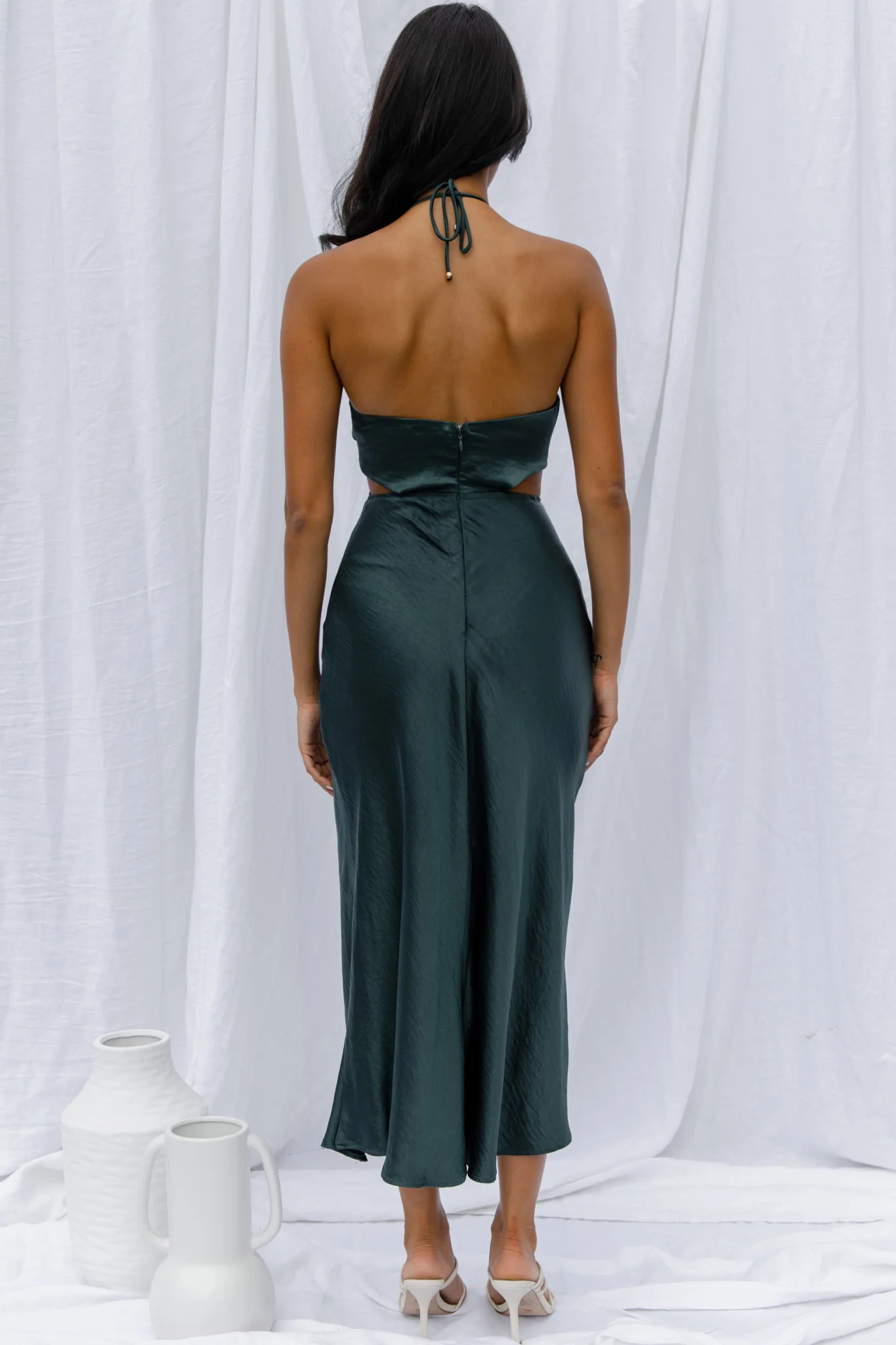 Social Butterfly Cut-Out Waist Midi Dress Jade