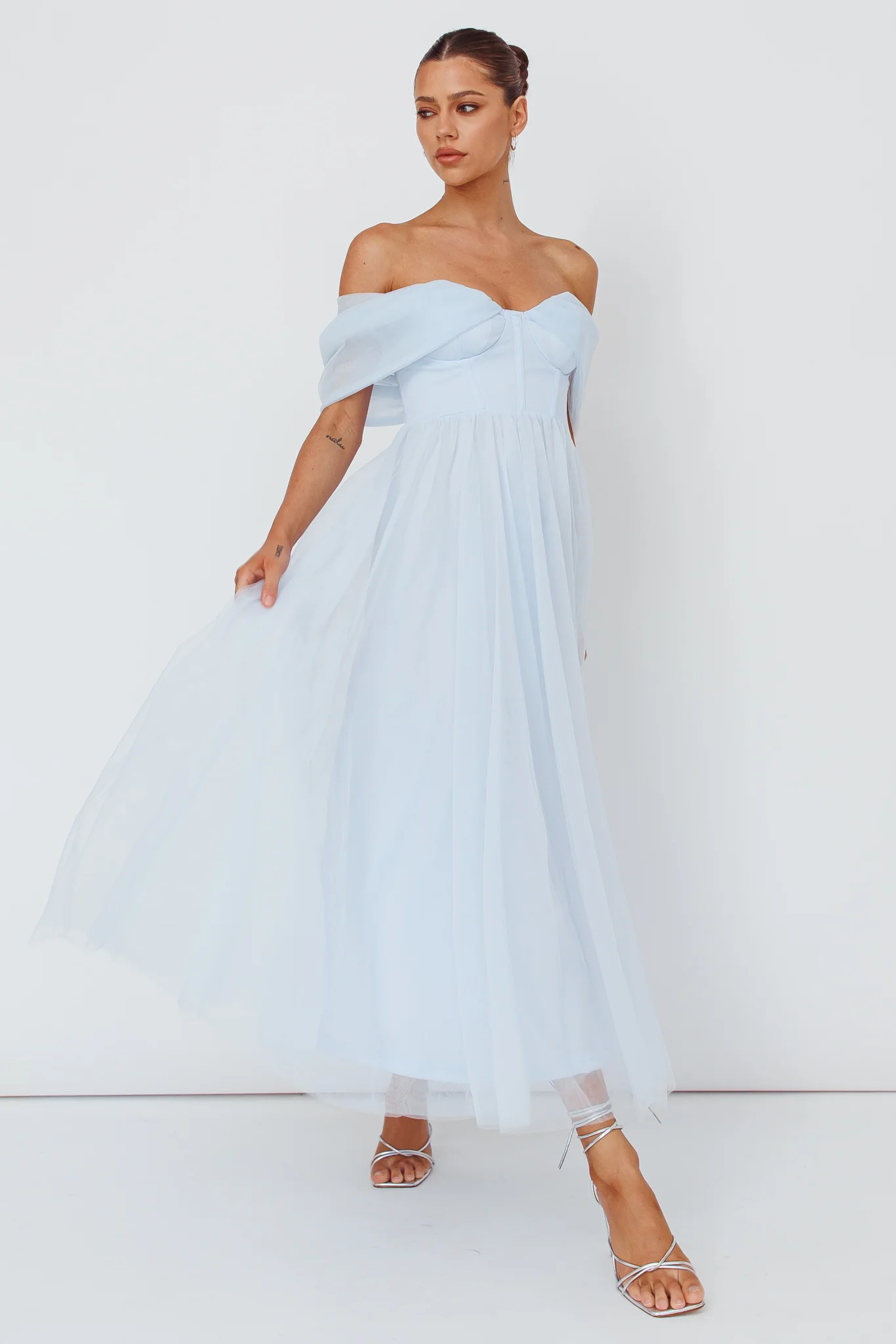 Dreamers & Lovers Off-Shoulder Maxi Dress Powder Blue - Selfie Leslie