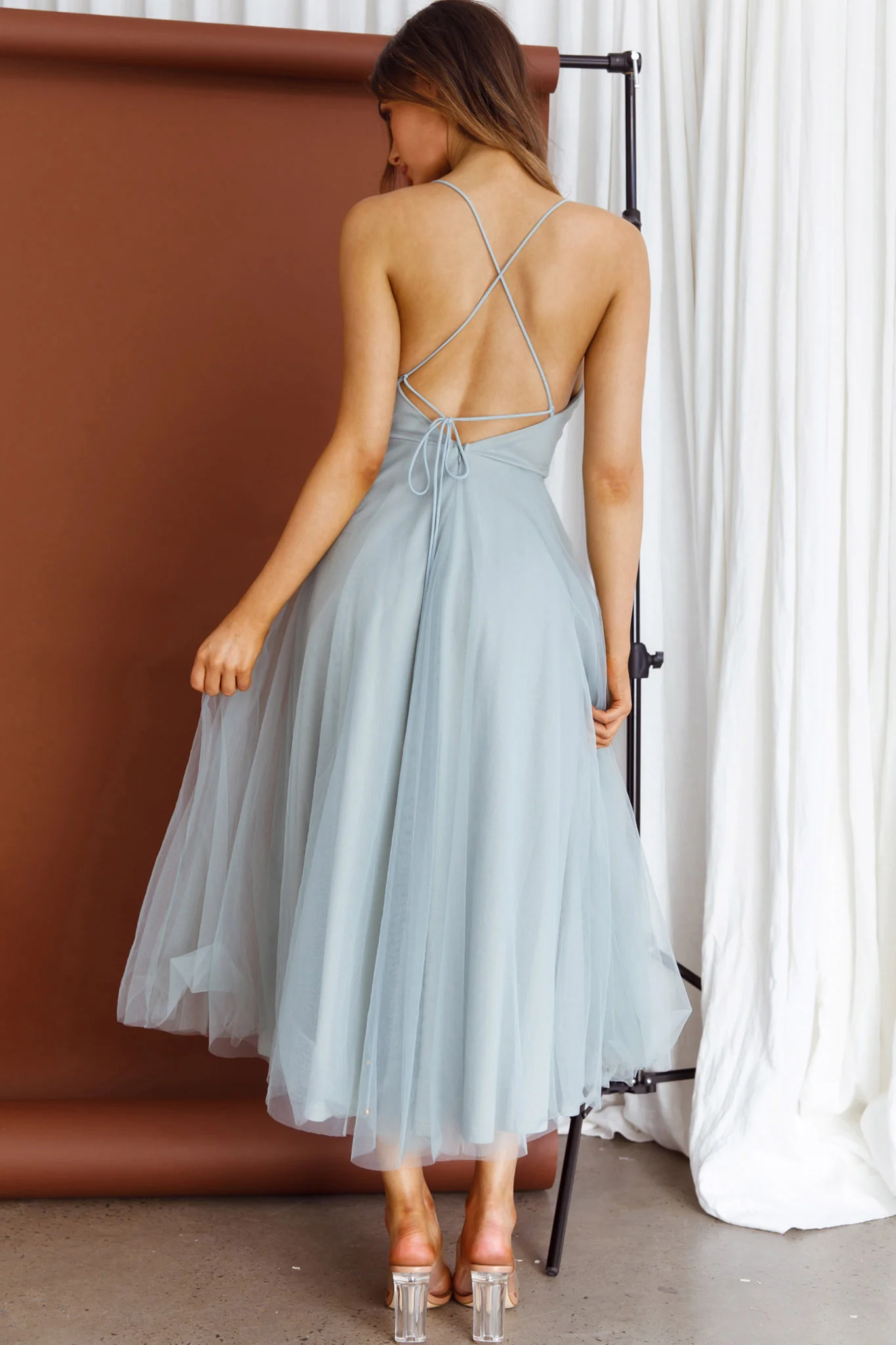 4021-floating-by-pleated-neckline-mesh-midi-dress-sage-2.webp Floating By Pleated Neckline Mesh Midi Dress Sage