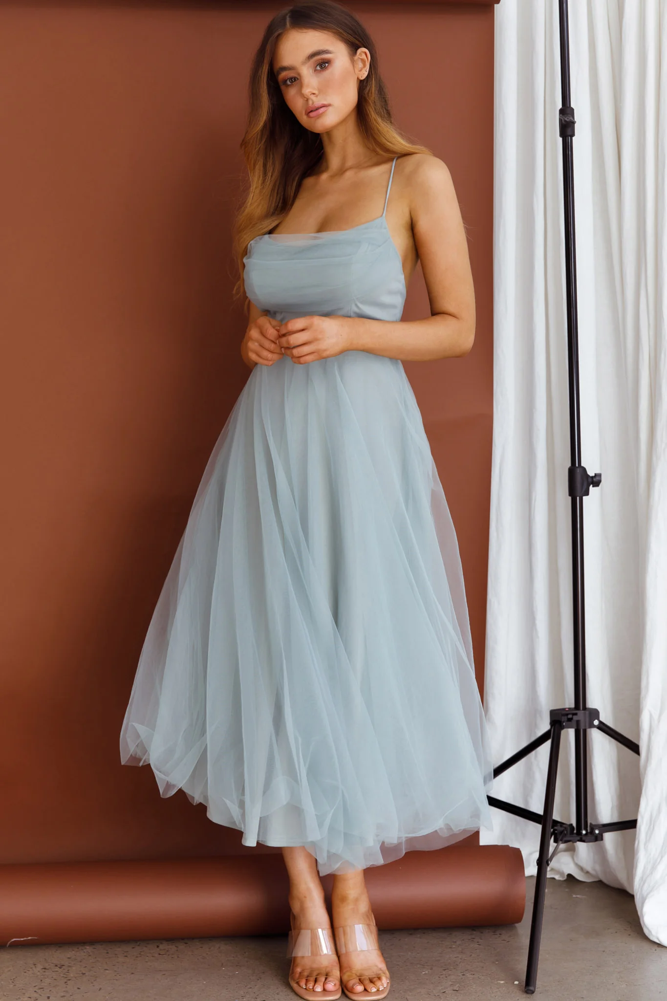 4021-floating-by-pleated-neckline-mesh-midi-dress-sage-5.webp Floating By Pleated Neckline Mesh Midi Dress Sage