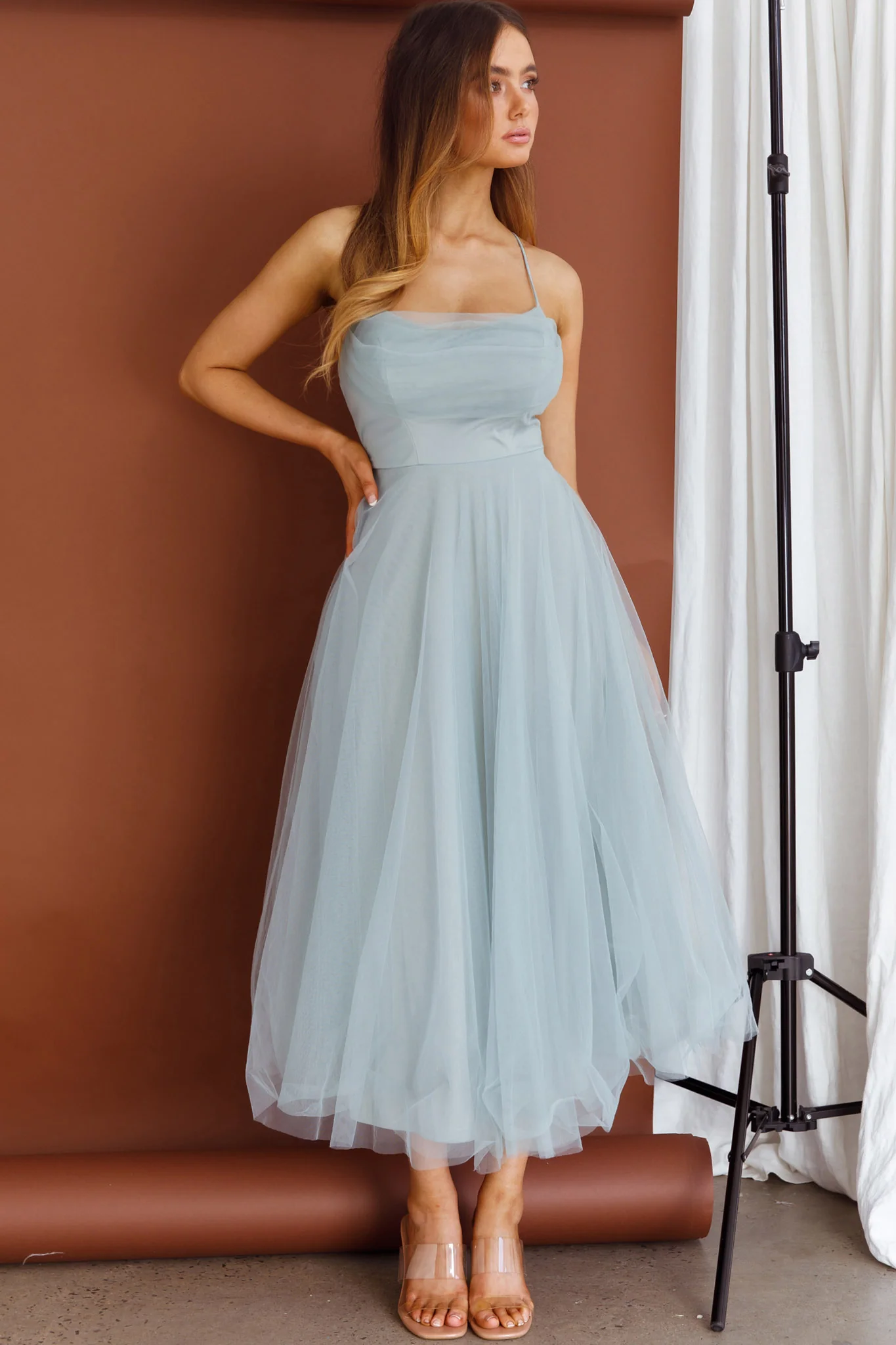 4021-floating-by-pleated-neckline-mesh-midi-dress-sage-6.webp Floating By Pleated Neckline Mesh Midi Dress Sage