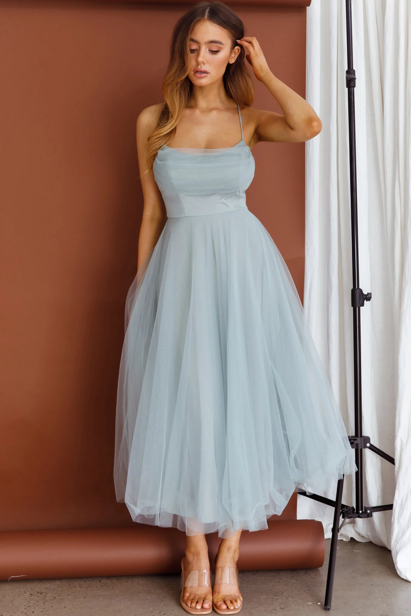 4021-floating-by-pleated-neckline-mesh-midi-dress-sage-7.webp Floating By Pleated Neckline Mesh Midi Dress Sage