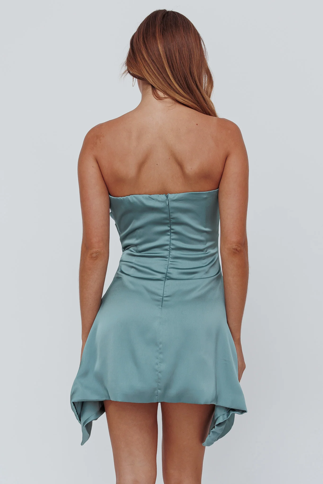 5899-toni-strapless-ruched-mini-dress-teal-2.webp Toni Strapless Ruched Mini Dress Teal