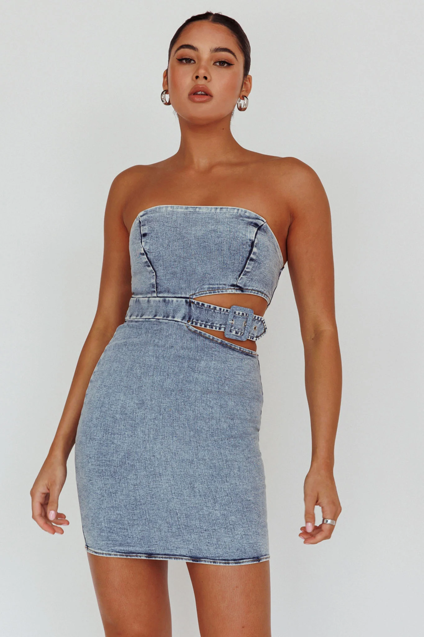 6120-jett-buckle-waist-mini-dress-denim-blue-3.webp Jett Buckle Waist Mini Dress Denim Blue