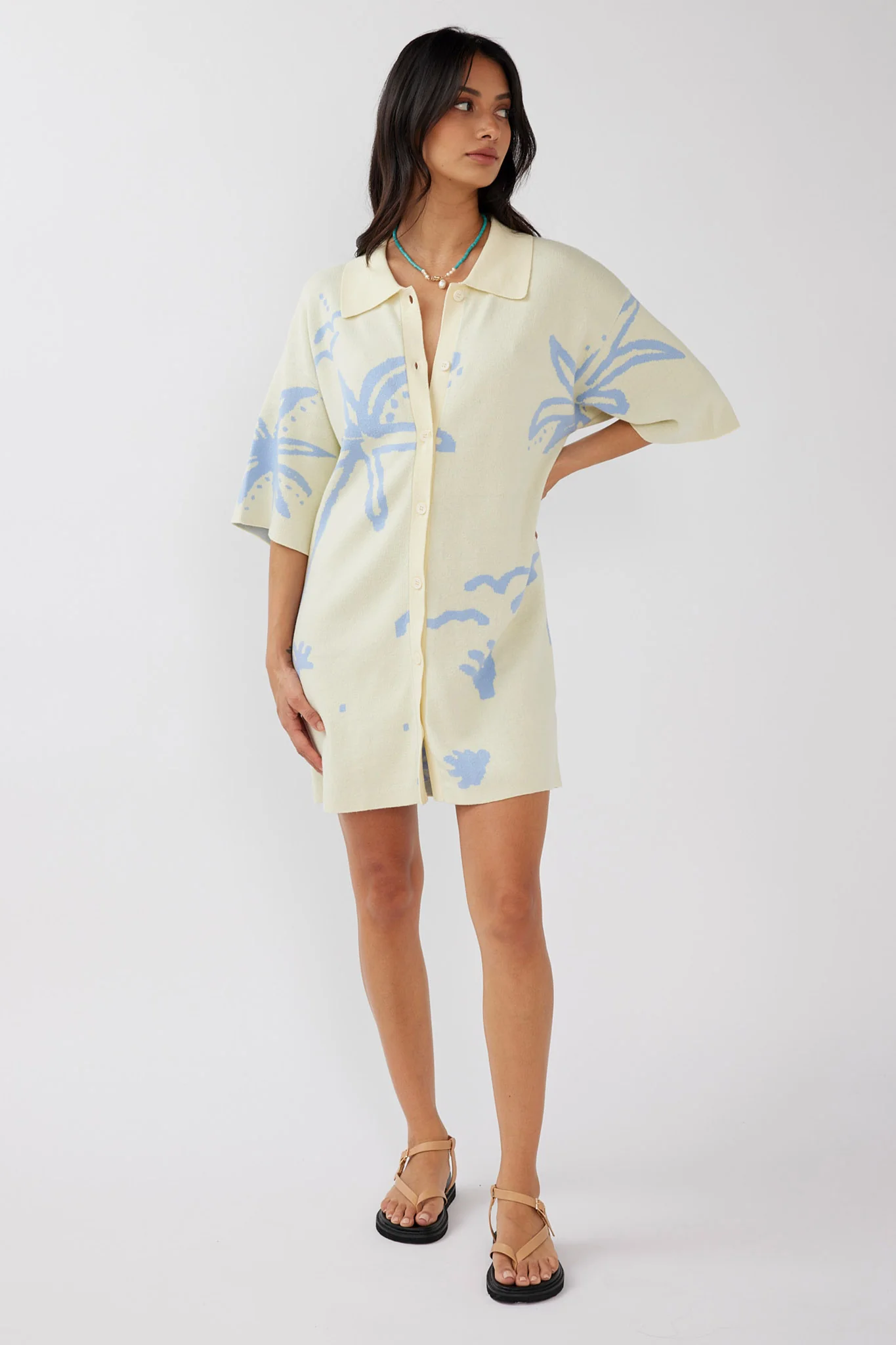 6398-nalani-button-up-knit-dress-lemon-baby-blue-3.webp Nalani Button Up Knit Dress Lemon/Baby Blue