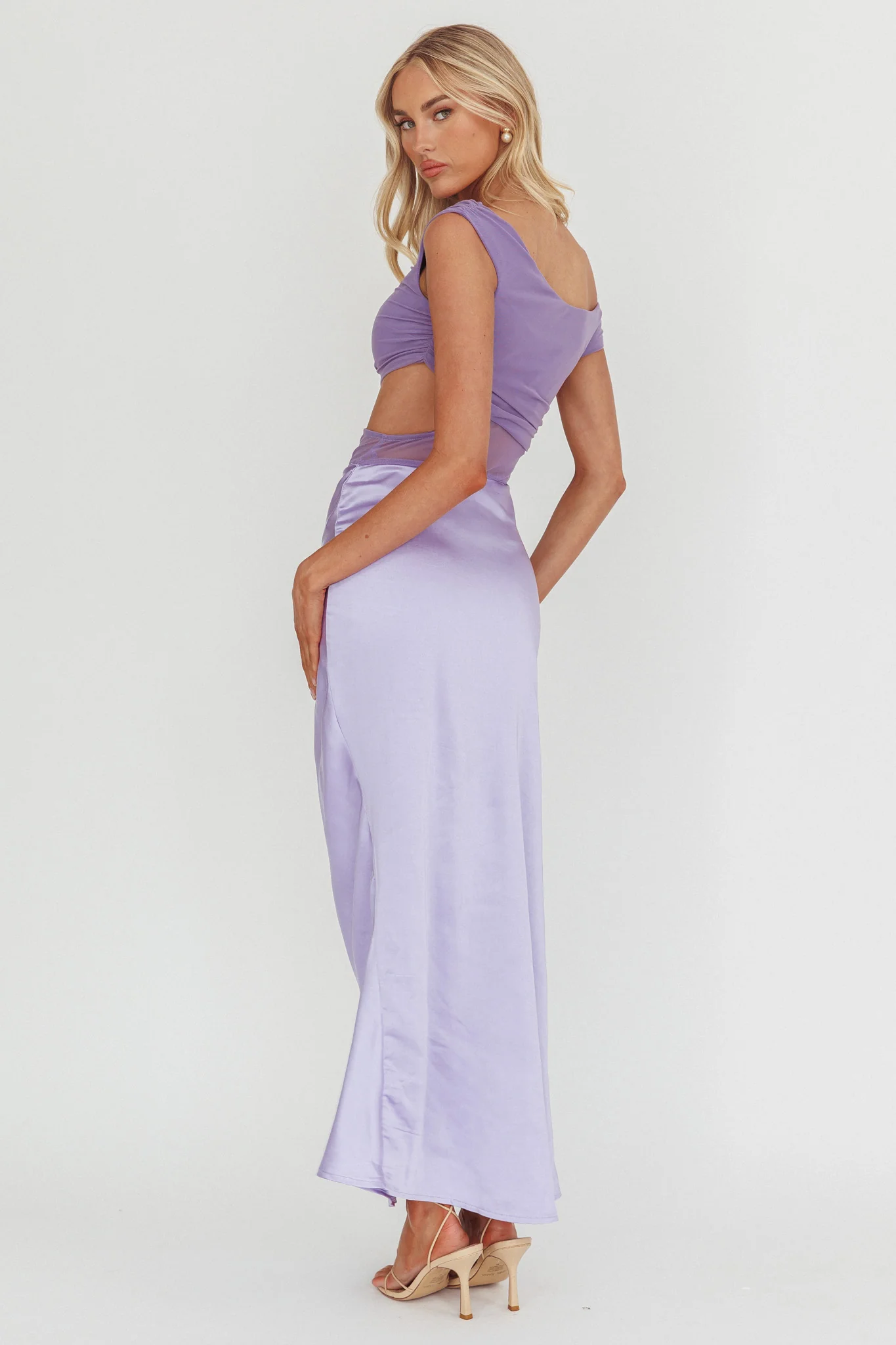 In Blooms Mesh Bodice Maxi Dress Lilac